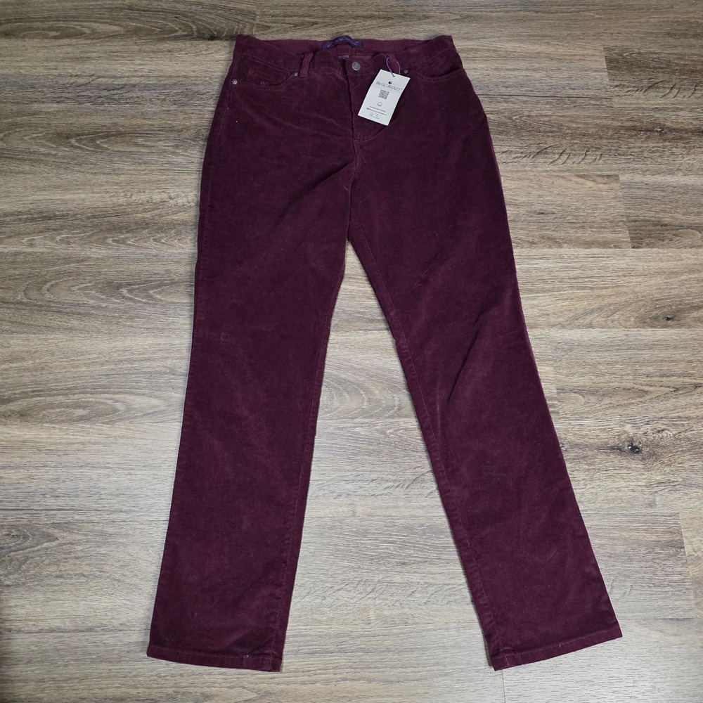 Gloria Vanderbilt 12 Corduroy Pants Womens Burgundy NEW Straight Leg Stretch